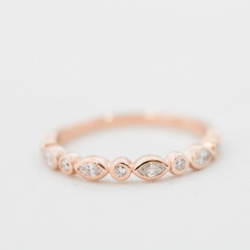 Bezel Set Vintage Wedding Band/Diamond WeddingBand